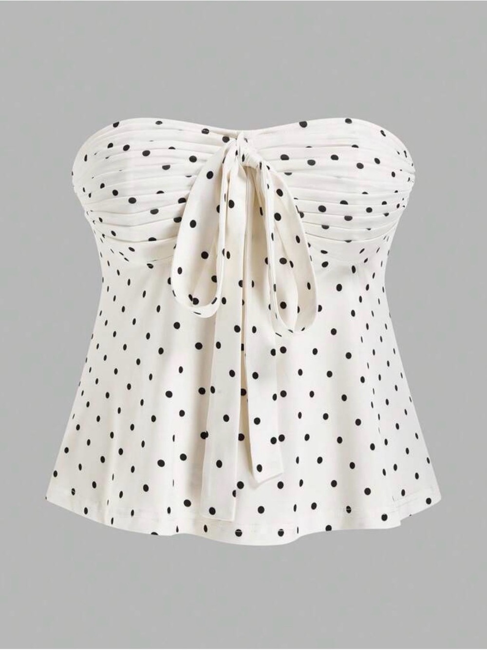 SHEIN White Black Polka Dot Strapless Tie-Front Camisole